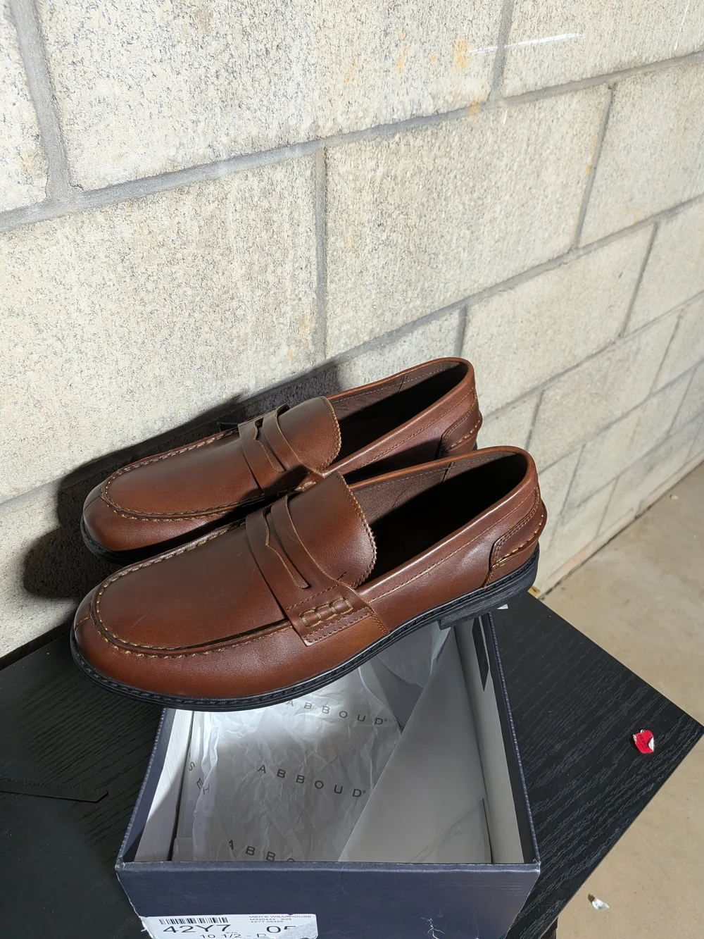 Joseph Abboud Brown Leather Penny Loafers